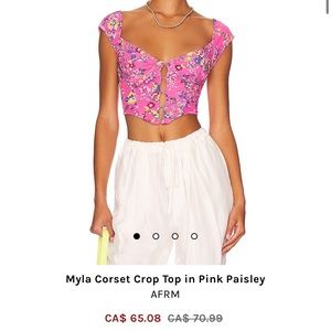 Revolve pink paisley cropped corset top (size small)